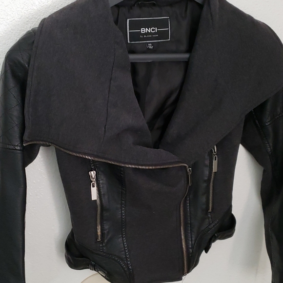 bcni by blanc noir Jackets & Blazers - Bcni Jersey and faux leather moto jacket,  sz xs